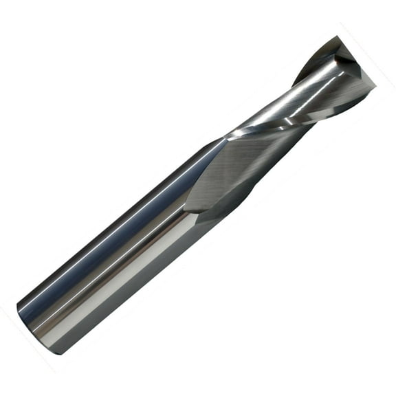 1/2" 2 Flute Square End Single End Carbide End Mill, BrightFinish, Medium Length, 1-1/4"Flute , 3"OAL