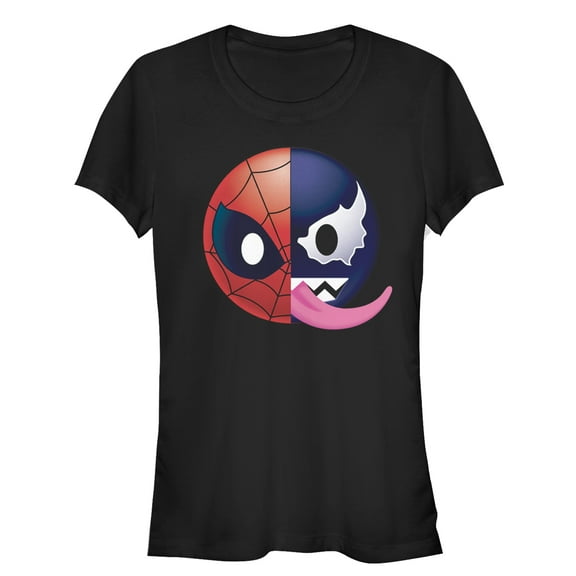 Junior's Marvel Venom Spider-Man Split Emoticon Graphic Tee