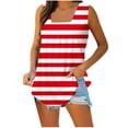 thumbnail image 2 of Diufon Womens Dress Tank Tops Sleeveless Stripes Square Neck Pleated Top Summer Casual Loose Blouse, 2 of 5