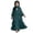 Dark Green, variant on Elegant Three-Layer Chiffon Dress with Waistband and Headscarf for Girls, Muslim Prayer Dress with Open-Front Cardigan, Layered Kaftan Robe for Celebrations and Daily Wear