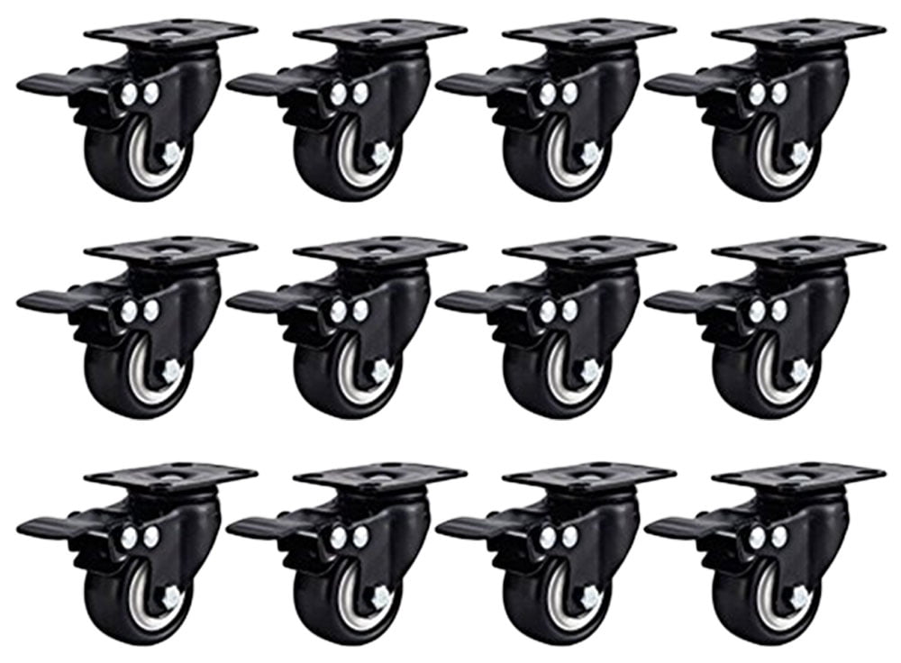 24 Pack 3 inch Swivel Casters Nylon Plate Mount With Locks Furniture Project 