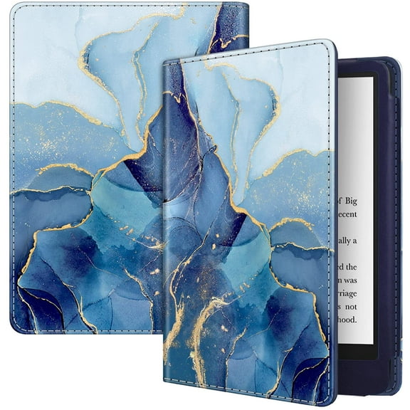 Folio Case for 6.8" Kindle Paperwhite & Kindle Paperwhite Signature Edition (11th Generation 2021) Book Style Vegan Leather Shockproof Cover with Auto Sleep/Wake, Ocean Marble