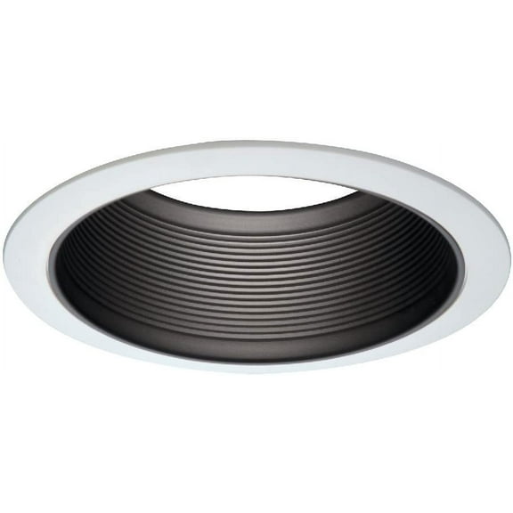 HALO E26 Series 6 in. White Recessed Ceiling Light Fixture Trim with Tapered Baffle and White Ring Overlay, 6100WB