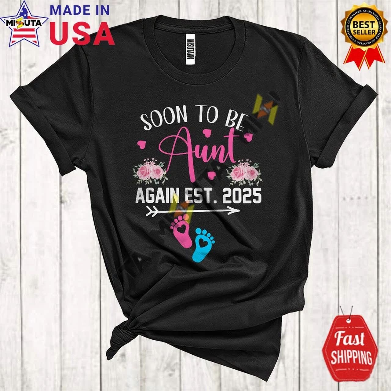Soon To Be Aunt Again Est 2025, Cheerful Mother's Day Flowers, Pregnancy T-Shirt