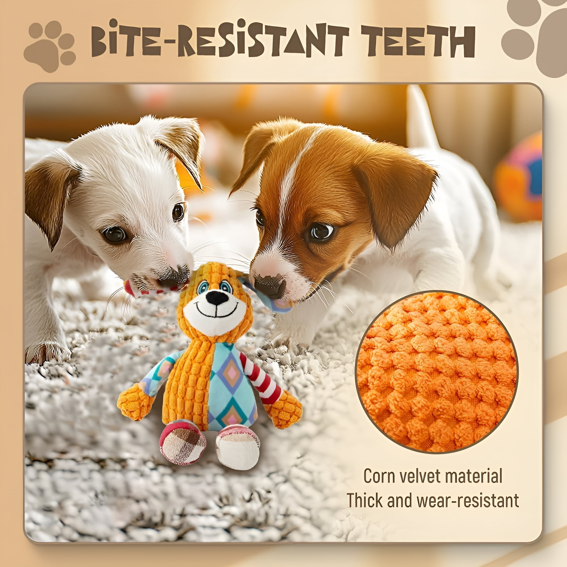 BESTSKY Upgraded Monkey Squeaky Plush Dog Toy-For Small/Med/Large Dogs Chewers&Fetch Lovers