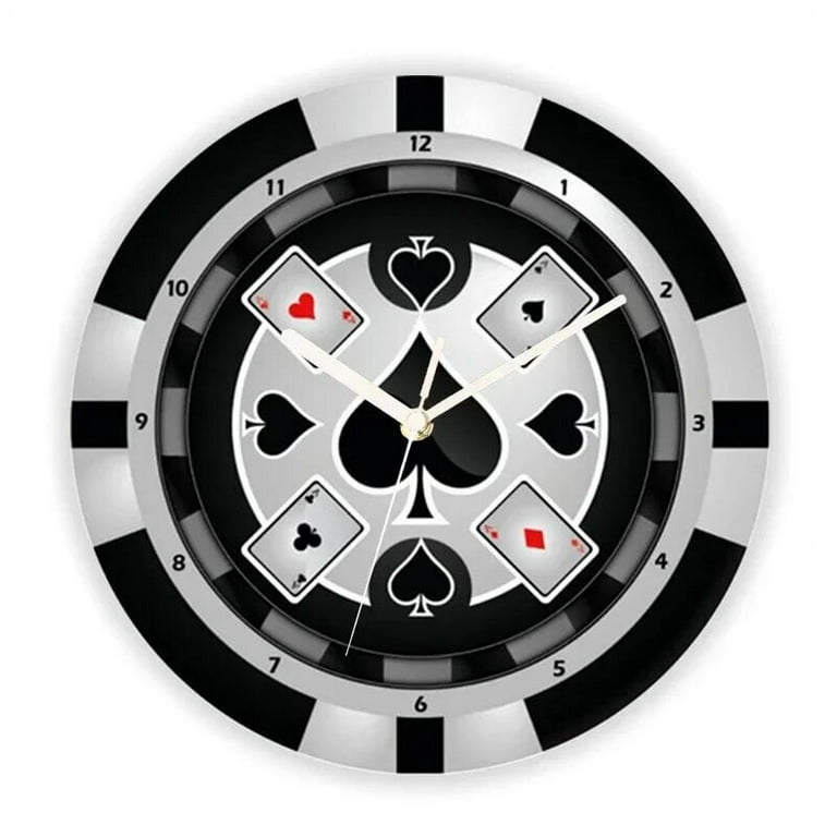 Novelty Las Vegas Casino Black Jack Chip Large Wall Clock for Game