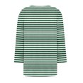 thumbnail image 5 of hxobax Striped 3/4 Length Sleeve Shirts Womens Trendy Pleated Crewneck Button Blouse Cute Tunic Tops, 5 of 5