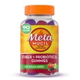 thumbnail image 1 of Gomitas de fibra Metamucil más probióticos para la salud digestiva, sin azúcar añadido, suplemento diario, mezcla de fibra prebiótica a base de plantas, sabor a fresa, kiwi y mora, 90 gomitas, 1 of 5