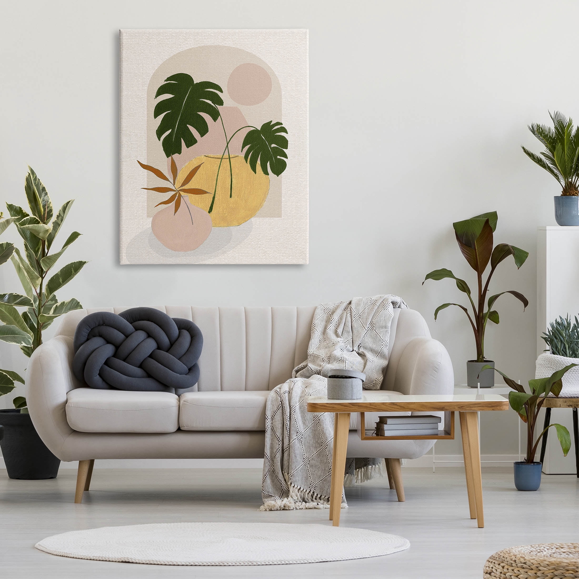 Potted Monstera Plant Leaves Botanical & Floral Graphic Art Gallery Wrapped Canvas Print Wall Art