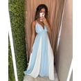 thumbnail image 4 of Vestido de fiesta EEMEII con tirantes finos, retazos, azul y blanco, 4 of 8