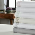 thumbnail image 2 of Turin 4 Piece Queen Size Leaf Hem Cotton Sheet Set The Urban Port, Silver, 2 of 2