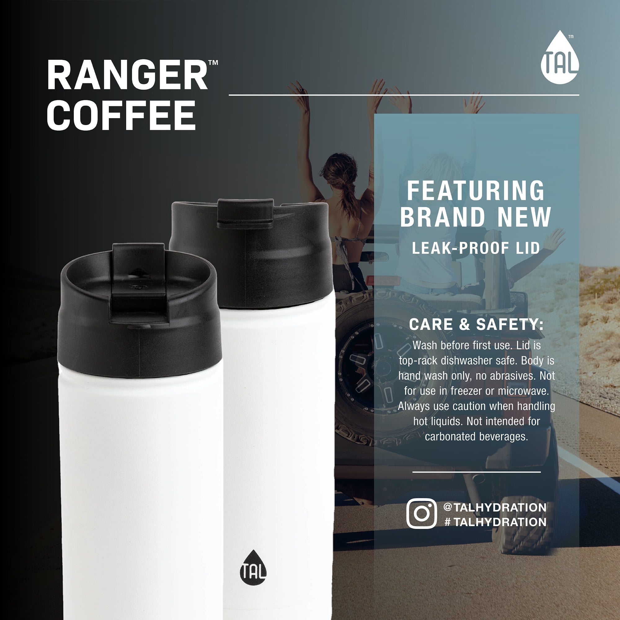 TAL Stainless Steel Ranger Coffee Travel Mug 18 oz, Black