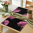thumbnail image 6 of Pink Rose Placemats for Dinning Table Set of 4, Vintage Abstract Garden Flower Floral Black Burlap Kitchen Place Mats Waterproof Cloth Table Mats, Indoor Outdoor Placemats Easy Clean Dinner Decor, 6 of 8