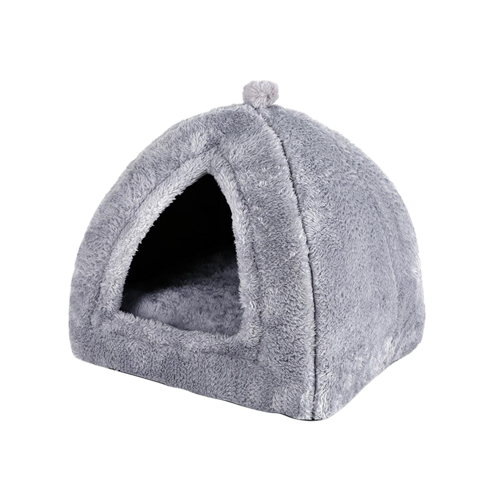 Cat Bed Comfortable Rest Calming Semi Enclosed with Nonslip Waterproof Bottom Kitten House Pet Bed for Indoor Cats Dogs Rabbits Kitten Puppy , Gray M