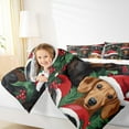 thumbnail image 3 of Manfei Cute Dachshund Bedding Comforter Set,Vintage Christmas Hat Twin Comforter Sets,Red Black Green Bedding Set For Boys Kids,Ultra Soft Home Decor Reversible,2 Pieces, 3 of 7