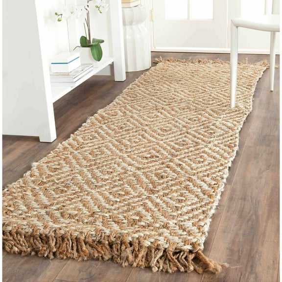 SAFAVIEH Natural Fiber Roland Braided Jute Runner Rug, Natural/Ivory, 2'6" x 8'