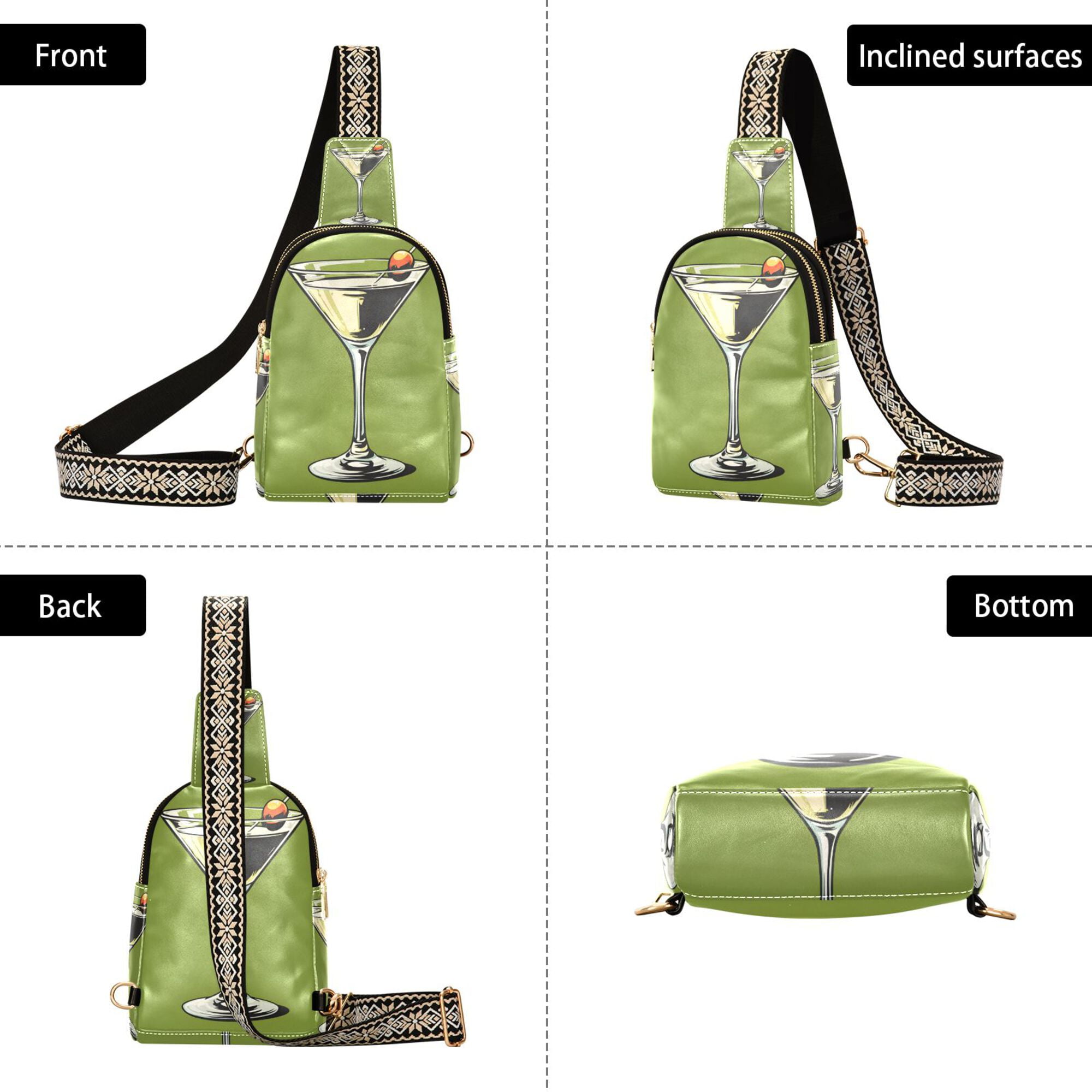 FORMRS Womens Crossbody Sling Bag Travel Daypack Shoulder Chest Backpack, Light Black Martini