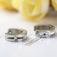 thumbnail image 3 of 1Pair/Set Unisex Couple Ear Titanium Steel Earrings Loop Hoops with Zircon Decoration, 3 of 7