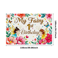 thumbnail image 2 of Fairy Themed First Birthday Banner with Flowers Butterflies and Stars Birthday Party Decorations Photography Props Backdrop Happy Birthday Party Supplies, 2 of 7