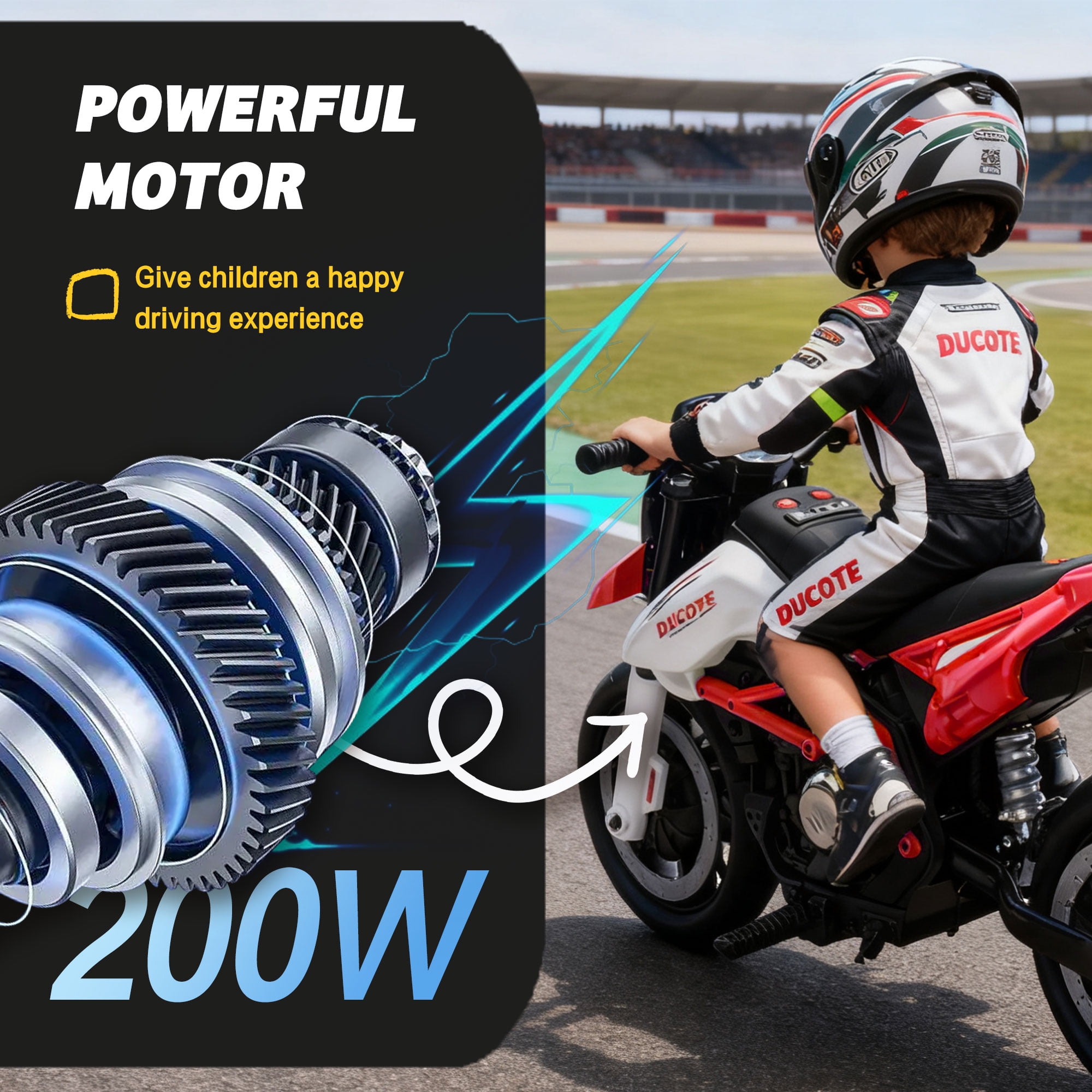 Xuanlur 24V 9AH Electric Motorbike, 9 mph & 110lb Max, 200W Ride on Motorcycle for Big Kids w/EVA Tires, LED Lights & Power Display, 2 Speed, Bluetooth, Music, Electric Motorcycle for Ages 6+, Red