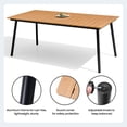 thumbnail image 3 of Crestlive Products 70" Patio Outdoor Dining Table for 6, Sturdy Aluminum Frame Wood-Grain Top with Umbrella Hole, Brown, 3 of 9