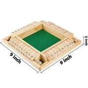 1-4 Players Shut The Box Dice Game,10 Numbers Traditional Wooden Pub Bar Board Family Game Dice for and Adults