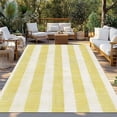 thumbnail image 2 of Yellow Striped Outdoor Rug 5x7 Ft - Reversible Patio Rug Outdoor Camping Rugs, Farmhouse Vintage Stripes Washable Indoor Outdoor Area Rugs, Non-Slip Outdoor Carpet Runner for Deck/Porch, 2 of 8