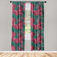 thumbnail image 3 of Ambesonne Floral Curtains, Dahlia Flowers in Blossom, Pair of 28"x95", Ruby Pink and Forest Green, 3 of 5