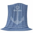 thumbnail image 6 of Nautical Anchor Blanket Soft Cozy Warm Throw Blanket for Couch, Plush Fuzzy Flannel Fleece Blankets for Sofa, Modern Blue Ocean Abstract Striped Bed Blankets Lightweight Gifts for Women, 40"x50", 6 of 9