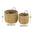 thumbnail image 4 of DecMode 12", 16"W Light Brown Seagrass Handmade Storage Basket with Handles, 2-Pieces, 4 of 16
