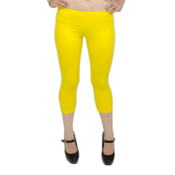 Vivian's Fashions Capri Leggings - Cotton, Misses Size (Yellow, L)