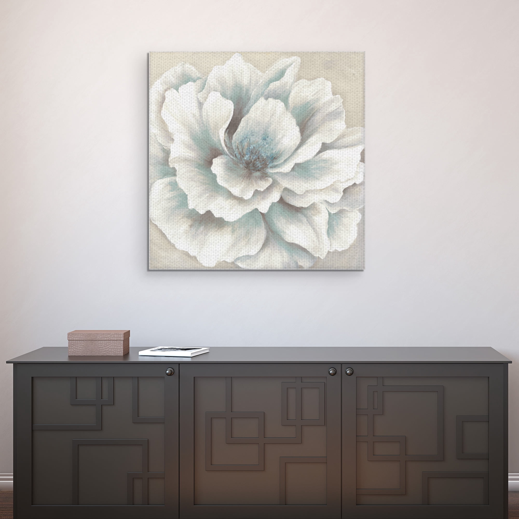 Blue and Cream Peony by Willowbrook Fine Art Wrapped Canvas Painting Print