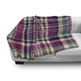 thumbnail image 3 of Checkered Soft Flannel Fleece Blanket, Vintage Scotland Pattern in Purple Tones Abstract Retro Traditional Tile, Cozy Plush for Indoor and Outdoor Use, 70" x 90", Cream Blue Purple, by Ambesonne, 3 of 6