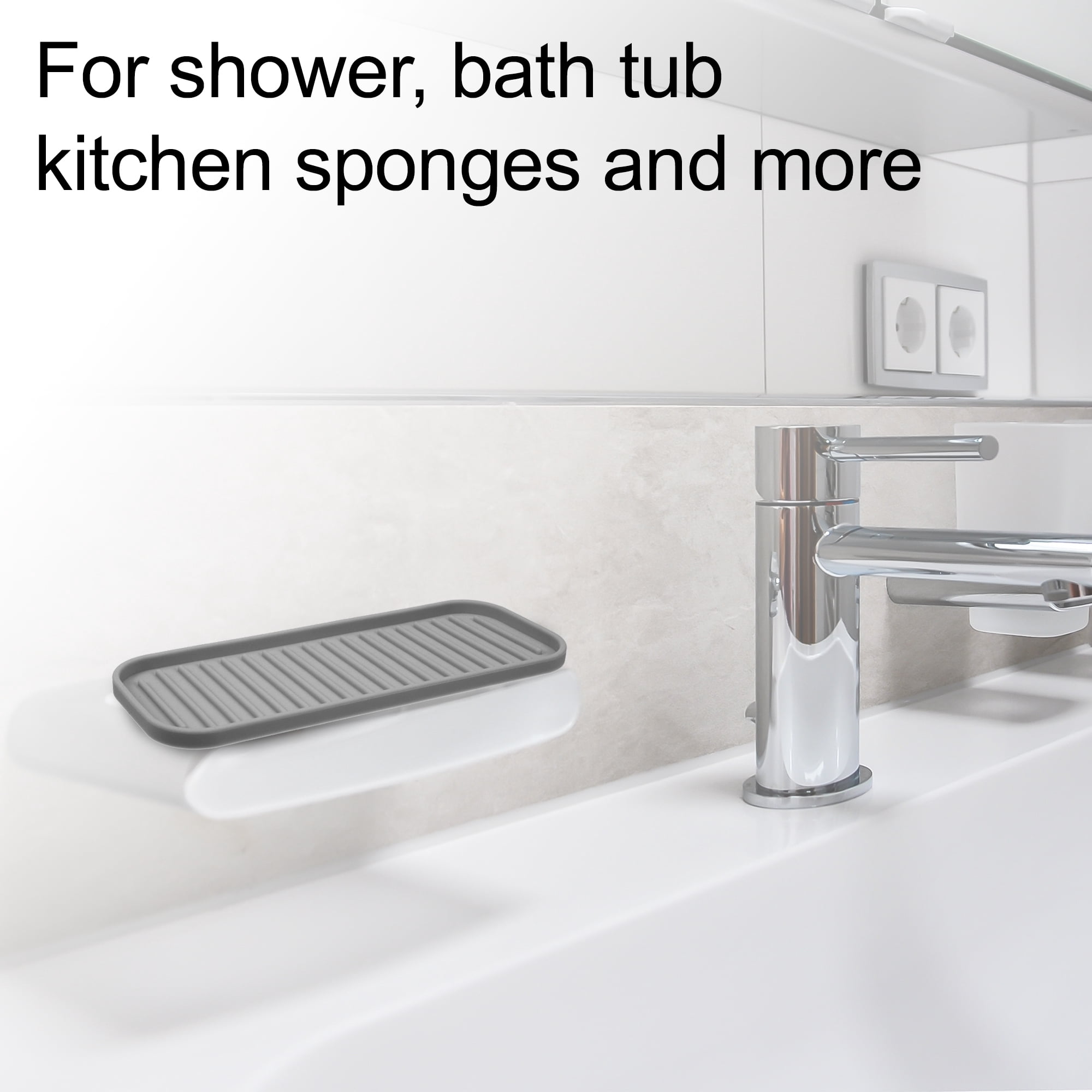 Unique Bargains Soap Dish Keep Soap Dry for Bathroom Kitchen Silicone Dark Gray 23x9cm