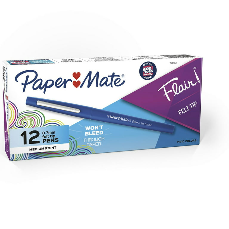Paper Mate Flair Felt Tip Pens, Medium Point (0.7 mm), Assorted Colours, 12  Count