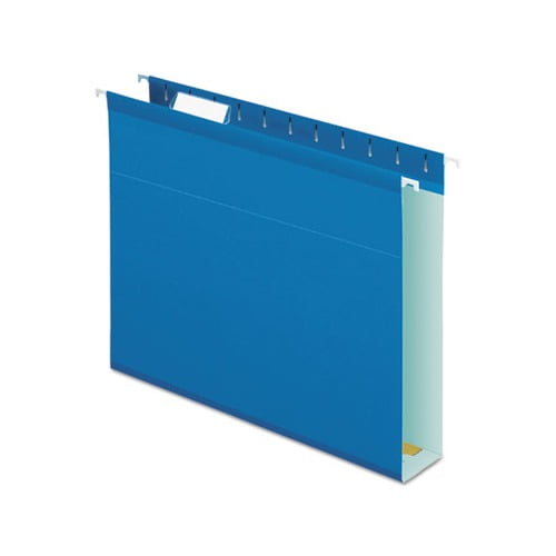 Extra Capacity Reinforced Hanging File Folders with Box Bottom Letter Size, 1/5-Cut Tab, Blue, 25/Box