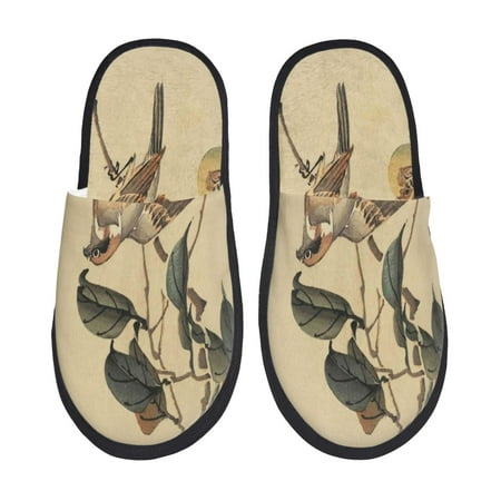 

Pofeuu Vintage Bird Print EVA Fuzzy House super light Slippers Slippers Scuff Outdoor Indoor Warm Cozy Plush Bedroom Shoes Soft Flat Comfy Anti-Slip-Medium