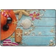 thumbnail image 4 of Dreamtimes Holiday Beach Starfish Seashells Area Rug 72x48in Old Blue Wooden Board Non-Slip Floor Carpet Comfort Floor Mats Decor for Indoor Living Dining Room and Bedroom Area, 4 of 7