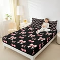 thumbnail image 4 of jejeloiu Cartoon Bowtie Twin Sheet Sets,Bow Bowknot Twin Fitted Sheet,Pink Cherry Flat Sheet For Girl,Microfiber Room Decor,3-Piece, 4 of 7
