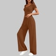 thumbnail image 5 of 2 Piece Outfits Summer,2 Piece Sets for Women Summer 2026 Spring Lounge Set Matching V Neck Tops Wide Leg Pants Travel Outfits, 5 of 8