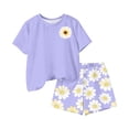 thumbnail image 5 of Fnooota Girls Summer Outfit Sets, Printed Short Sleeve Casual Girls' 2 Piece Sets Kids' Clothing Sets Purple Size 14, 5 of 5