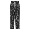 thumbnail image 5 of White Branches Dark Background Pattern Winter Female Pants Flannel High Waist Women Pants Lady Warm Straight Leg Plush Trousers, 5 of 7
