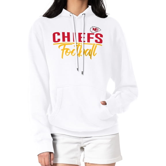Women's G-III 4Her by Carl Banks  White Kansas City Chiefs Graphic Fleece Pullover Hoodie