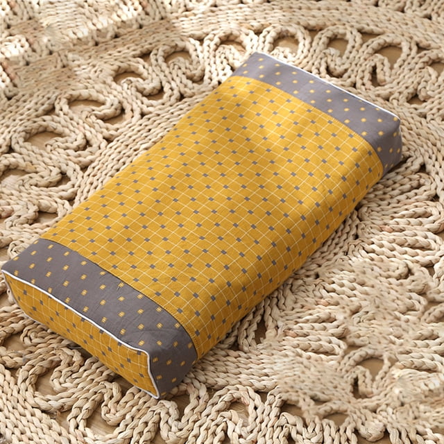 Almohada de alforfón multifunctinal lavable orgánico, buena permeabilidad , para mejorar Soporte para el cuello de la Cuadrícula amarilla y gris perfecl Almohada de alforfón
