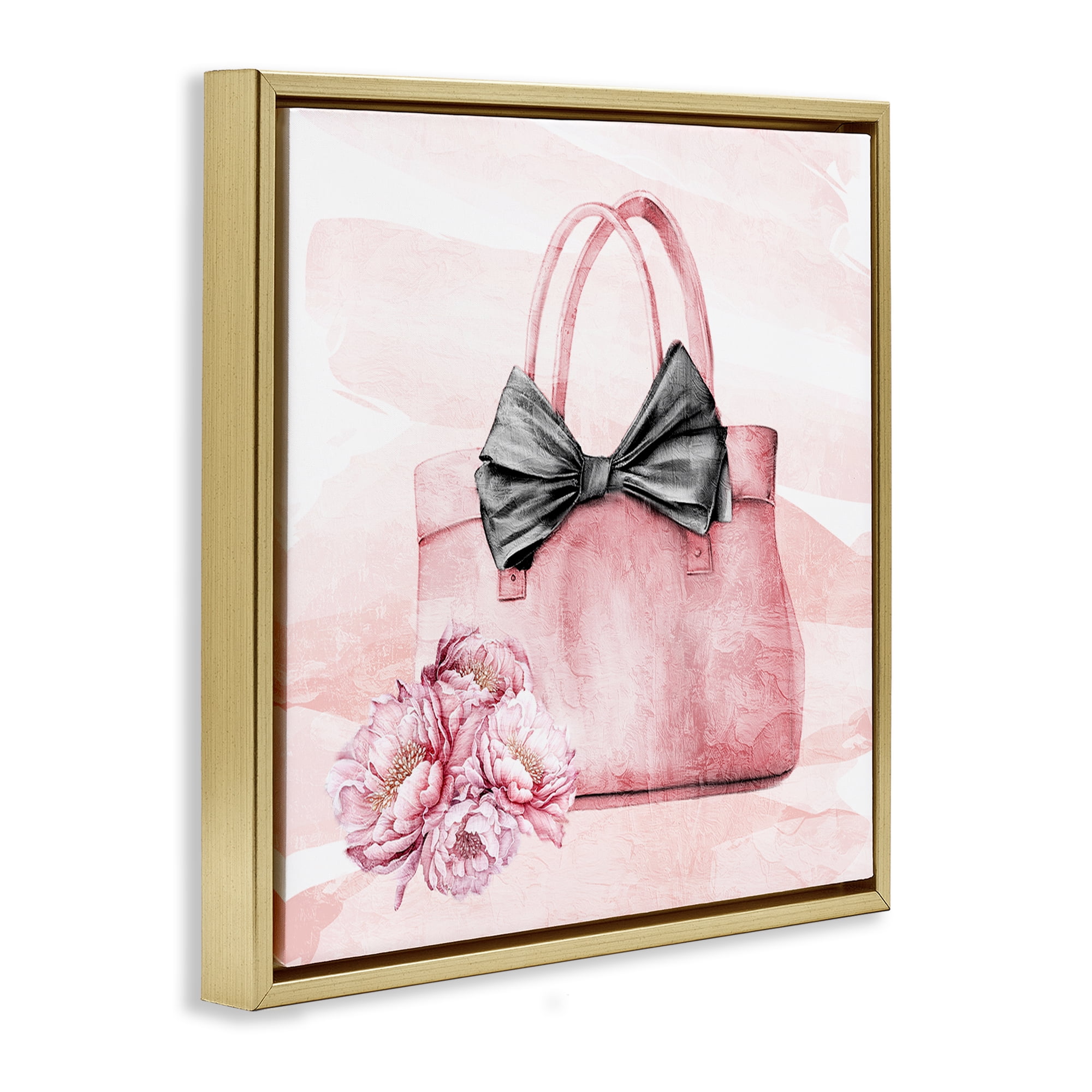 Stupell Industries Glam Time Handbag Gold Framed Floater Canvas Wall Art, design by Kim Allen