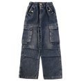thumbnail image 5 of Gubotare Girl Jeans Youth Girls High Waisted Straight Leg Jeans Denim Long Pants with Pocket Size 13-14 (Blue,13-14 Years), 5 of 6