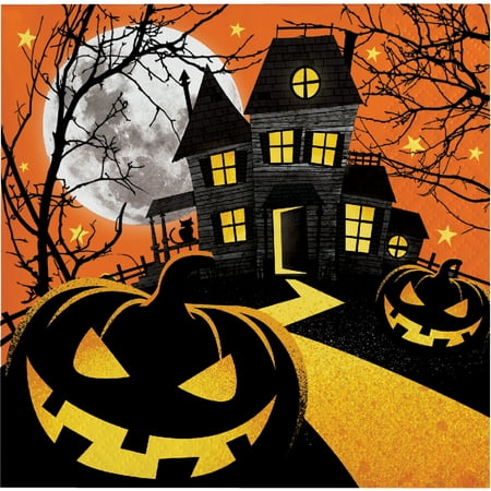 Haunted House Beverage Napkins, 16 pack (Best Haunted Houses In Tulsa Ok)