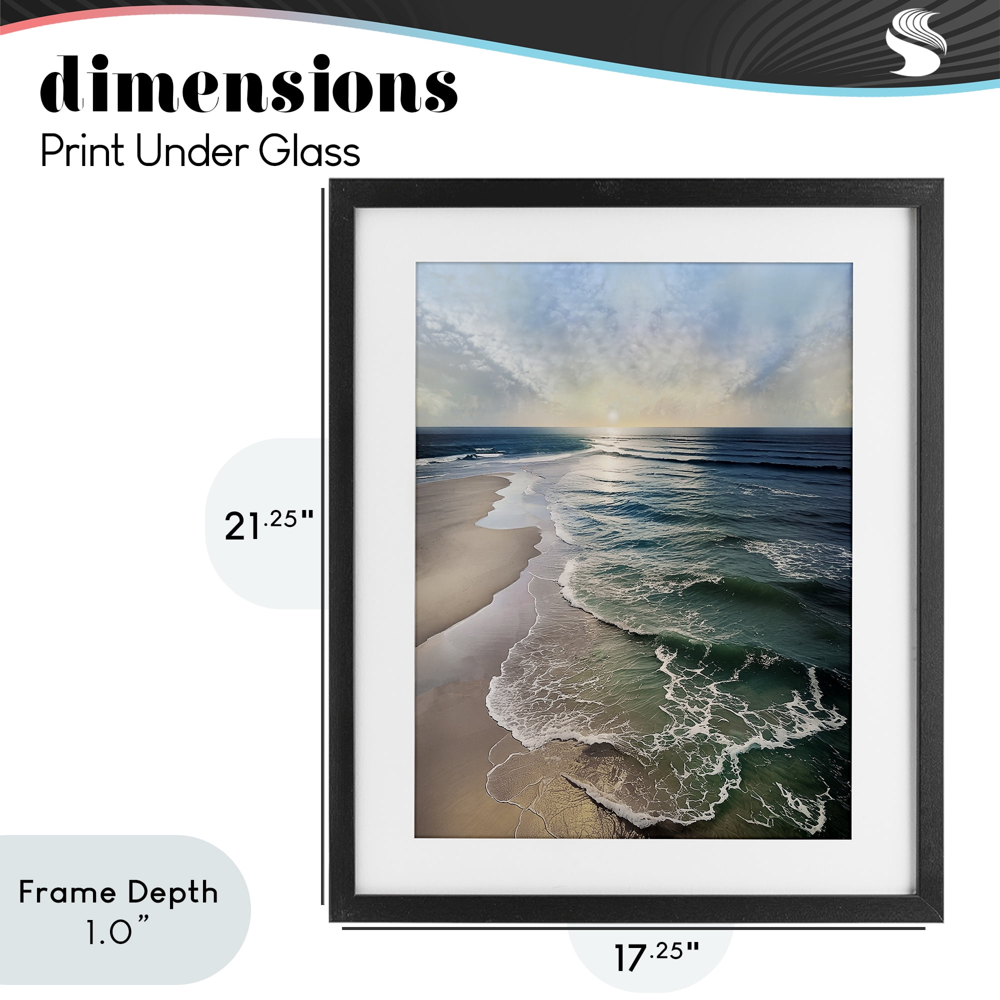 Stupell Industries Tranquil Shoreline with Soft Light Black Framed Print Under Glass, design by Mike Calascibetta