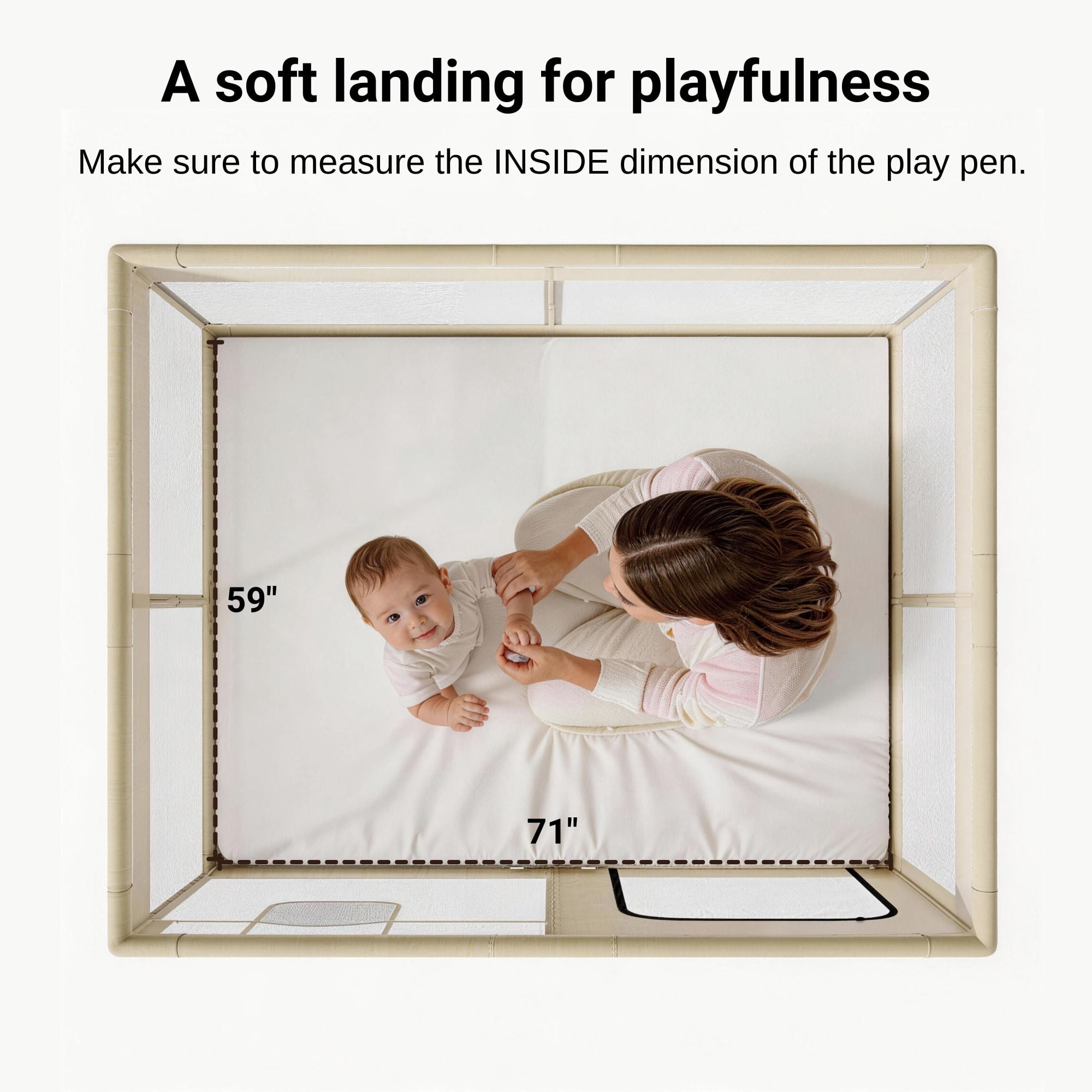 71" x 59" Large Baby Mat for Floor, Hypoallergenic Vegan Leather Cover Foam Play Mat for Living Room, Easy to Wipe Clean & Waterproof, Thick Playmat for Infants and Toddlers