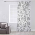 thumbnail image 3 of Boho Grey Floral Semi Sheer Curtains Drapes for Living Room, Bedroom, French Doors Window 45 Inches Long, Vintage Farmhouse Paisley Plant Leaf Rod Pocket Chiffon Curtain Drapery Voile Drape Panel, 3 of 6